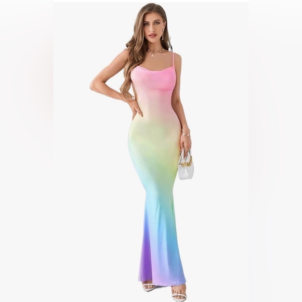Woman’s Rainbow Ombré Maxi Bodycon Dress size XS